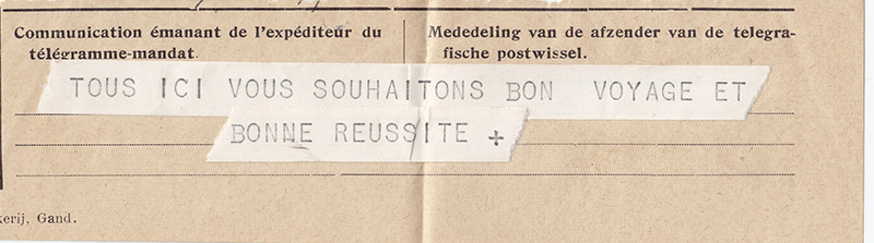 Détails de voyage dactylographiés sur un ancien document.