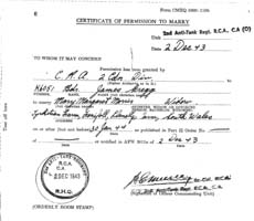 Ancien document de lecture du certificat de permission de se marier.