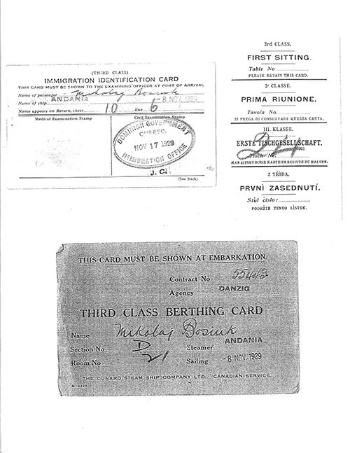 Collage de trois documents d’Immigration.