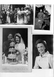 Un collage de photos représentant le jour du mariage d’Olive ainsi qu’une d’elle en uniforme d’infirmière.