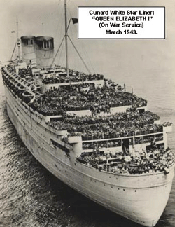 Photographie d’un bateau avec encart Cunard White Star Liner: Queen Elizabeth I.