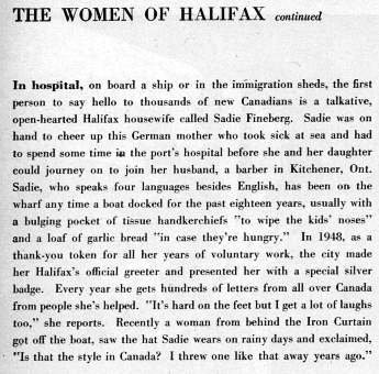 Article de journal intitulé Les femmes d’Halifax. 