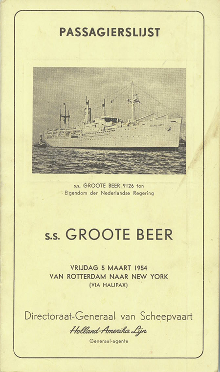 Couverture de livre de la liste des passagers de bateau.